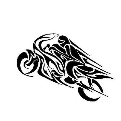 Black Tribal Motorcycle Design Water Transfer Temporary Tattoo(fake Tattoo) Stickers NO.11035